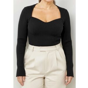 Reformation Black Ribbed Sweater